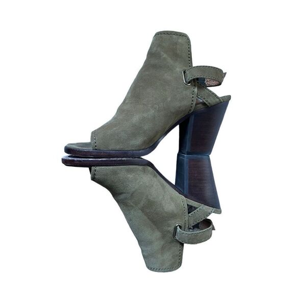 Frye Dani Shield Sling Back Booties Size 7M Green Suede - Picture 7 of 13